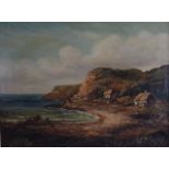 BRITISH SCHOOL (20th Century), Framed Oil on Canvas, indistinctly signed, figures in costal