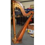 A LARGE ANTIQUE AMERICAN HARP stamped The New Metropolitan Harp. 178 cm x 94 cm.