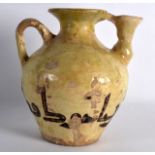 A Persian Nishapur Jug, 9th/10th Century, painted with Kufic calligraphy. 7.75ins high.