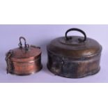 TWO 18TH/19TH CENTURY MIDDLE EASTERN & INDIAN FOOD STORAGE BOXES AND COVERS.
