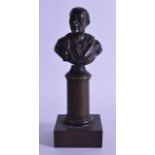 A LATE 19TH CENTURY FRENCH BRONZE FIGURE OF A BUST ON PEDESTAL. 21.5 cm high.