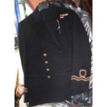 A WWII NAVAL OFFICERS UNIFORM together with a Royal Green~s Jacket. (2)