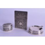 A SAMSON & MORDEN SILVER ASHTRAY together with an Indian silver box & an Indian silver card case.