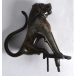 A RARE 15TH/16TH CENTURY ITALIAN BRONZE FIGURE OF A BEAST with incised features, modelled with