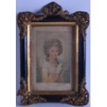 ENGLISH SCHOOL (19th Century), Framed Coloured Engraving, "Mrs Damer". 13 cm x 9 cm.