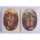 A GOOD PAIR OF 19TH CENTURY INDIAN CARVED AND PAINTED RECTANGULAR PANELS by Mandeep Sharma Udr,