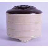 A GOOD 17TH CENTURY CHINESE BLANC DE CHINE PORCELAIN CENSER Kangxi, with carved hardwood cover,