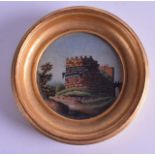 A FINE 19TH CENTURY FRAMED ITALIAN MICRO MOSAIC depicting a ruin within a landscape. Image 6.5 cm