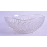 A FRENCH RENE LALIQUE GLASS BOWL with wrythen moulded vine decoration. 20 cm wide.