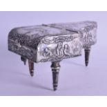 A CONTINENTAL SILVER BOX modelled as a harpsichord, import marks for Chester 1907. 9.5 oz. 15 cm