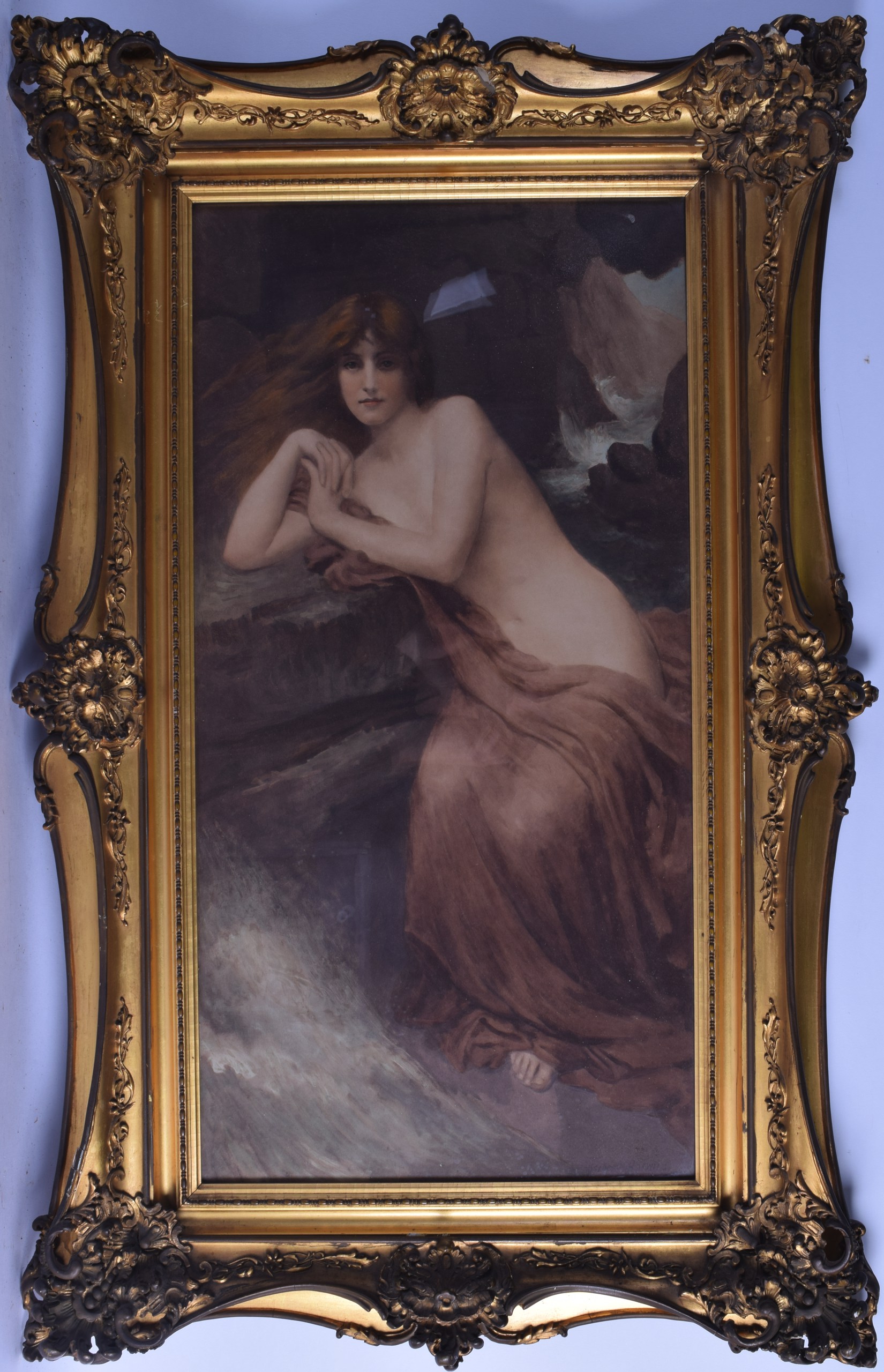 EUROPEAN SCHOOL (Early 20th Century), Framed Pair Print, pretty female seated in a cave, together - Image 3 of 3