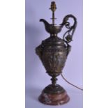 A LARGE 19TH CENTURY EUROPEAN BRONZE EWER with stylised handle, decorated with putti in various