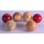 A GROUP OF SIX LARGE VICTORIAN SNOOKER BALLS. 1140 grams. 5 cm x 5 cm. (6)