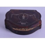 AN EARLY 19TH CENTURY TORTOISESHELL PIQUE WORK SNUFF BOX AND COVER silver inlaid with neo