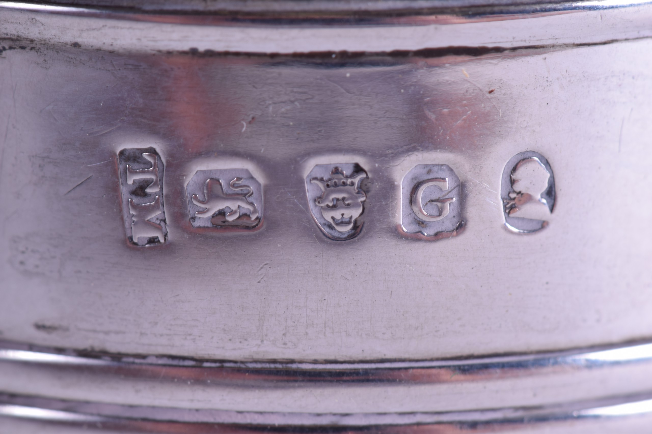 A SILVER CHRISTENING MUG converted to a milk jug. London 1802, altered spout 1885. 3.4 oz. - Image 2 of 2