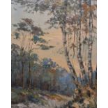 ENGLISH SCHOOL (20th Century), Framed Oil on Canvas, impressionist trees in a landscape, together