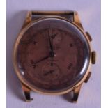 A 1940S 18T GOLD MIRADOR CHRONOGRAPH WATCH DIAL with movement. 4 cm diameter. Not running