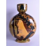 AN ART NOUVEAU POTTERY REMBRANDT MOON FLASK by Thomas & Foster & Sons, decorate with a classical