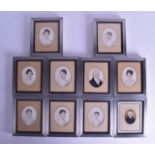 A GOOD COLLECTION OF TEN EARLY 19TH CENTURY WATERCOLOUR PORTRAIT MINIATURES depicting three