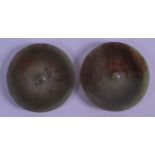 A PAIR OF CHINESE MUTTON JADE CIRCULAR TOGGLE engraved with motifs. 5.25 cm diameter. Good