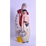 A RARE ART DECO LIMOGES PORCELAIN FIGURAL LAMP depicting the Sultan & his beloved. 32.5 cm high.