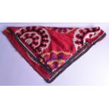 AN UNUSUAL ANTIQUE TURKISH EMBROIDERED TENT HANGING decorated with stylised circular floral