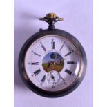 A RARE 19TH CENTURY FRENCH DOUBLE SIDED GENTLEMANS POCKET WATCH with revolving moon face aperture