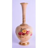 Royal Worcester blush ivory vase painted with flowers, shape 1661, dated 1930. 23cm high. Good