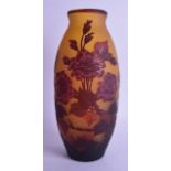 A FRENCH CAMEO GLASS VASE decorated in relief with flowering vines. 27.5 cm high. Good