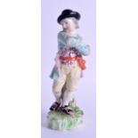 18th c. Derby rare figure of a skater depicting winter. 15cm high. Repaired