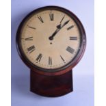 AN ANTIQUE MAHOGANY FUSEE HANGING WALL CLOCK with cream dial and black numerals. 56 cm x 44 cm.