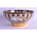 19th c. Anysley superbly painted punch bowl painted internally with three landscapes one signed