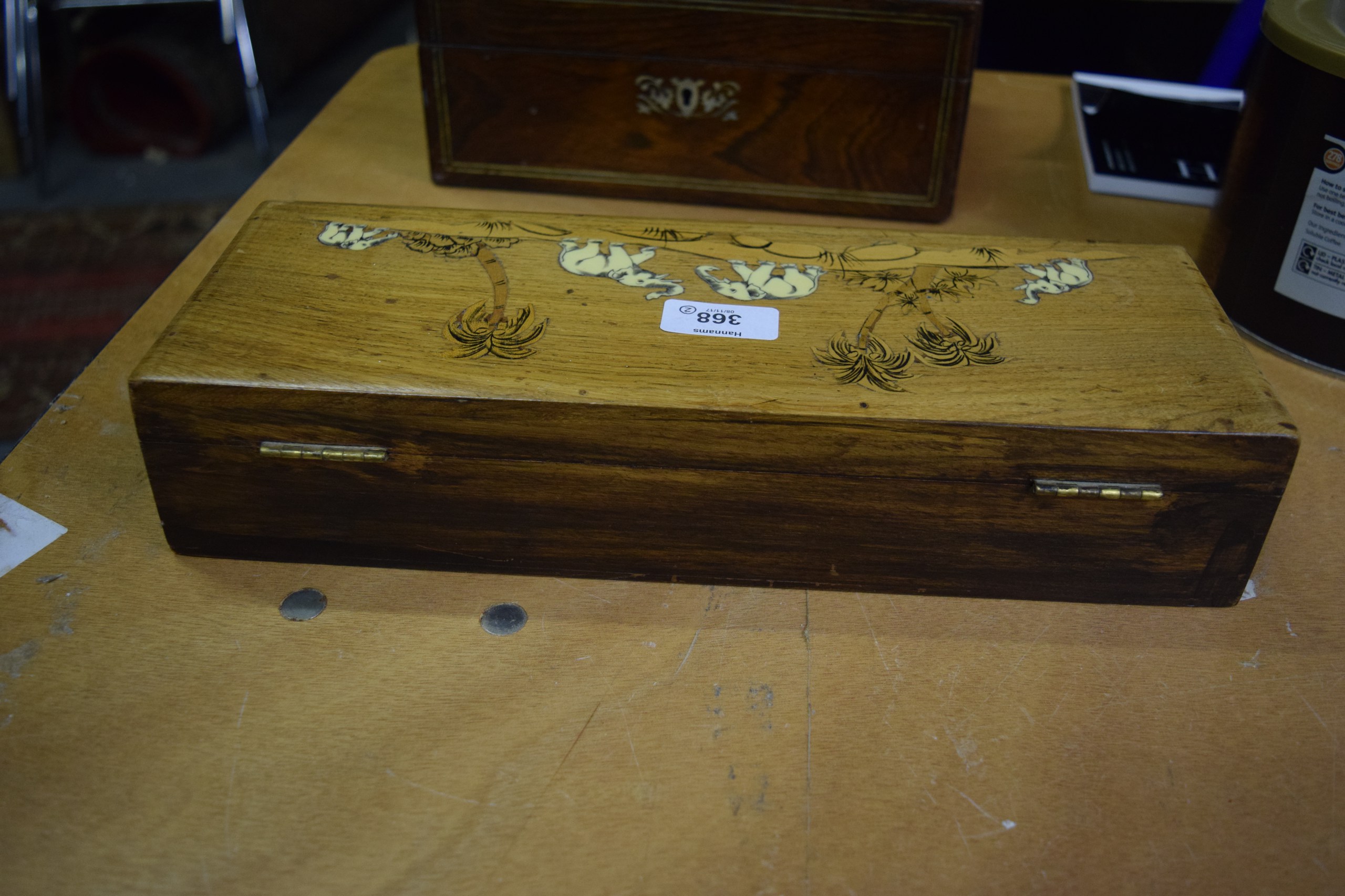 AN EARLY 20TH CENTURY INDIAN IVORY INLAID RECTANGULAR BOX together with a Victorian mother of - Image 10 of 13