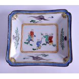 AN EARLY 19TH CENTURY JAPANESE EDO PERIOD RECTANGULAR PORCELAIN DISH painted with five young boys
