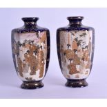 A PAIR OF LATE 19TH CENTURY JAPANESE MEIJI PERIOD SATSUMA VASES painted with geisha within