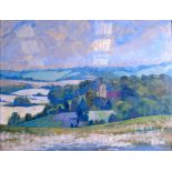 F PILMORE BEDFORD (British), framed oil on board, impressionist landscape, "Ightham Church, viewed