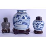 A 17TH/18TH CENTURY CHINESE BLUE AND WHITE GINGER JAR AND COVER Kangxi/Yongzheng, together with