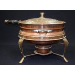 A 19TH CENTURY COPPER FOOD WARMER CHAFING DISH, by Nader of Tehran, embossed with islamic