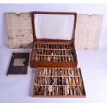 A GOOD VICTORIAN CHEMISTS/APOTHECARY RECTANGULAR BOX containing hundreds of viles and natural