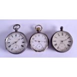 TWO EARLY 19TH CENTURY ENGLISH SILVER POCKET WATCHES together with a 19th century Swiss silver