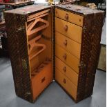 A FINE LOUIS VUITTON TRAVELLING WARDROBE AND TRUNK with internal fixtures and fittings. 55 cm x 55