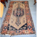 RED GROUND PERSIAN RUN, decorated with motifs and flowers. 182 cm x 42 cm.