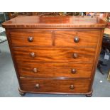 A LARGE VICTORIAN MAHOGANY CHEST OF DRAWERS, two short and three long graduating drawers. 106 cm x