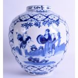 A 19TH CENTURY CHINESE BLUE AND WHITE GINGER JAR bearing Qianlong marks to base, painted with