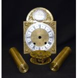A JOSEPH KNIBB, LONDON CLOCK FACE, together with two cylinder weights & an American movement. (4)