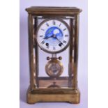 A RARE LATE 19TH CENTURY FRENCH FOUR GLASS REGULATOR MANTEL CLOCK with unusual rotating moon