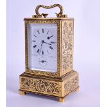 AN UNUSUAL LATE 19TH CENTURY AUSTRIAN ENGRAVED BRASS REPEATER CARRIAGE CLOCK signed A Viszt of