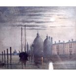 ITALIAN SCHOOL (19th Century), framed watercolour, signed and dated verso 1872, "Moonlight on the