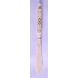 A MID 19TH CENTURY CARVED IVORY LETTER OPENER with stanhope like terminal. 22 cm long.