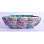 AN UNUSUAL 19TH CENTURY CHINESE FAMILLE ROSE LOBED BOWL Tongzhi mark and period, painted with a moth